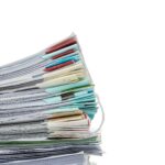 Stack of Documents isolated on white background. Documents pile.